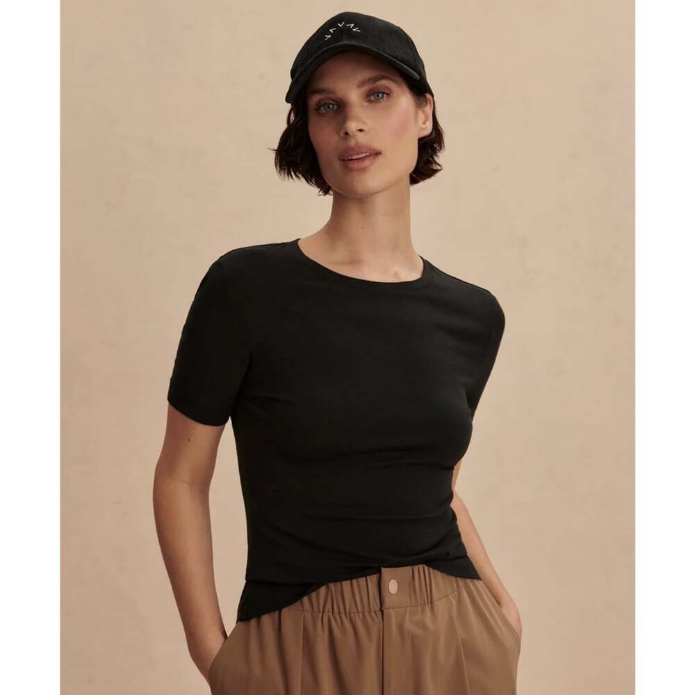 Varley Regina Fitted Tee Women XS Black Soft Modal Jersey Short Sleeve Top